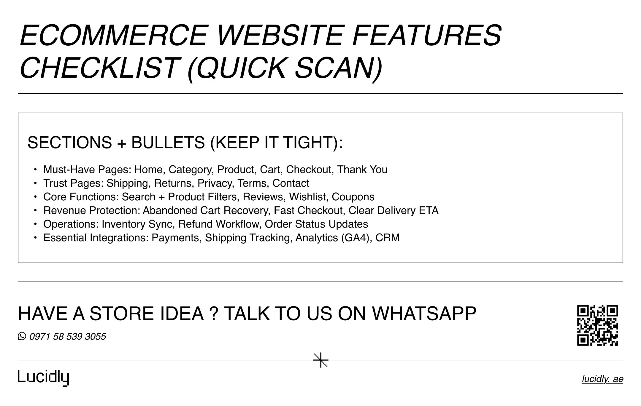 Ecommerce Website Features Checklist