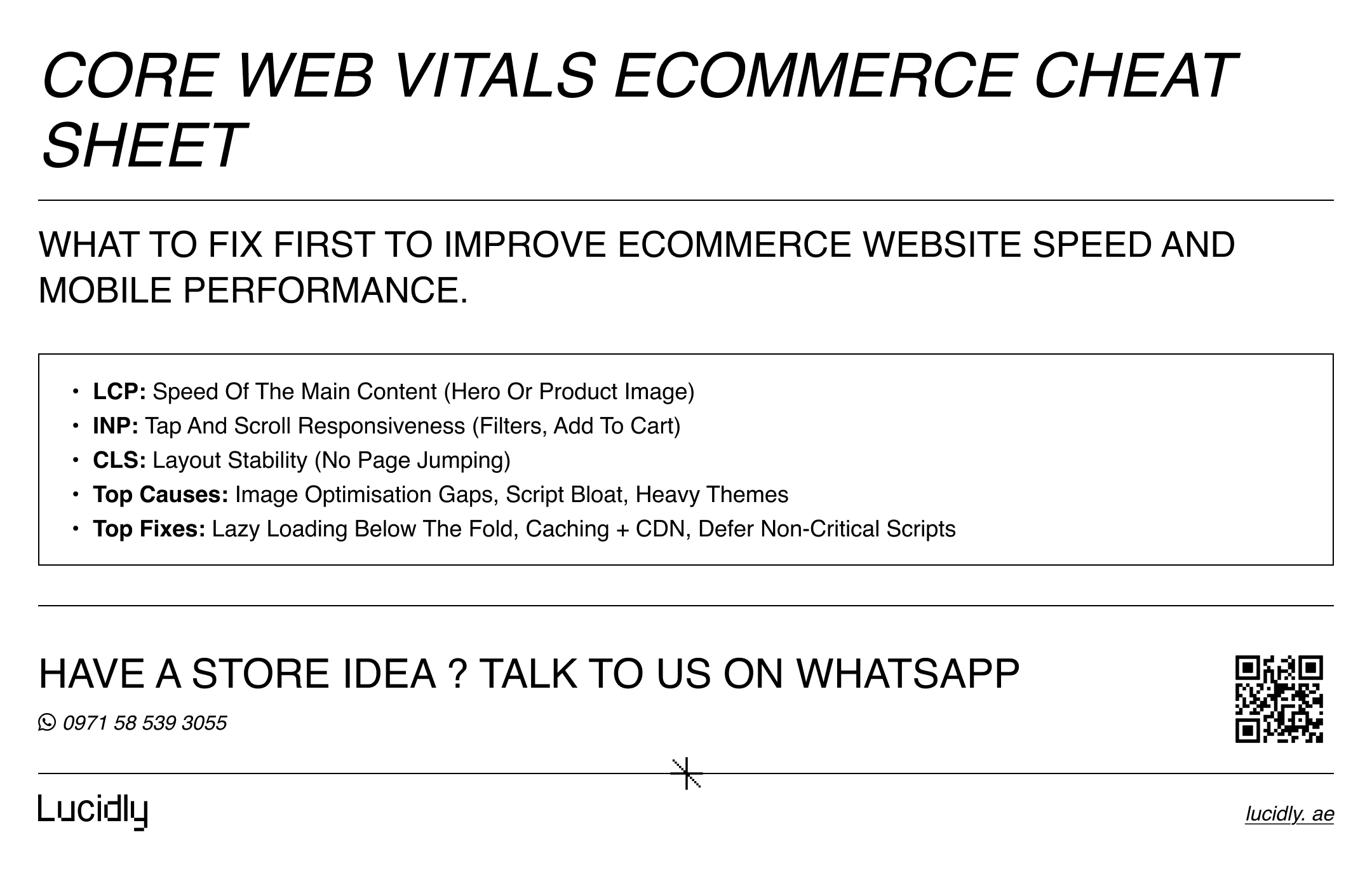 Boost ecommerce website speed with Core Web Vitals ecommerce fixes: image optimisation, caching, CDN, lazy loading, and script bloat cleanup.